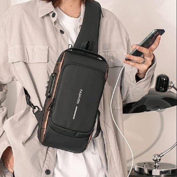 Sling Bag for Men & Women With USB Charging Port