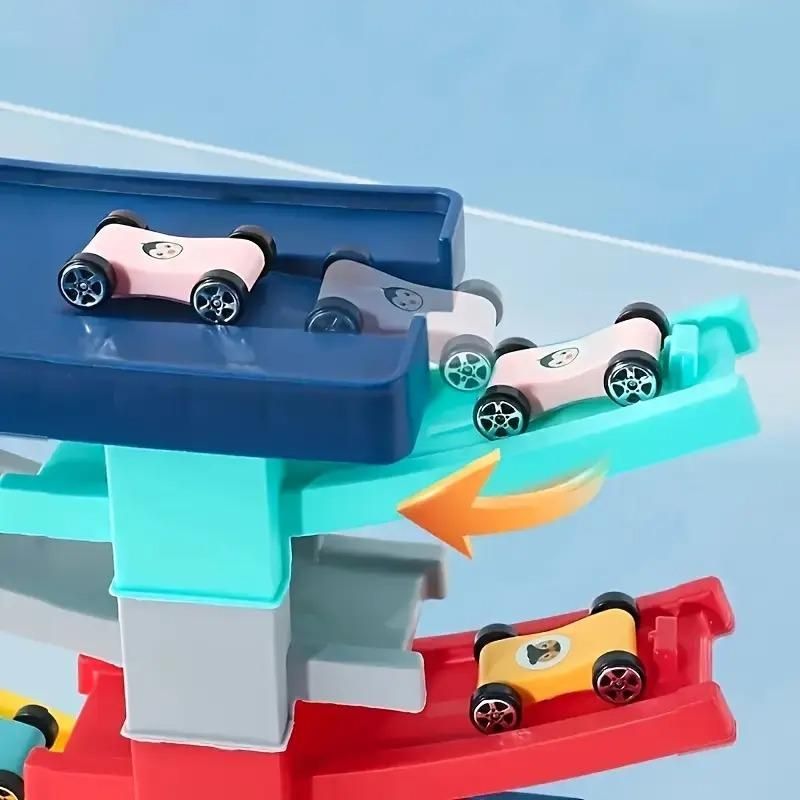 DIY Multilevel Racetrack Glider on Building Block Toys( with 3 Race Cars)