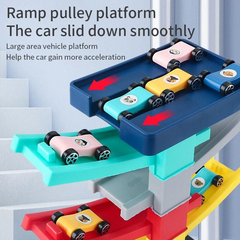 DIY Multilevel Racetrack Glider on Building Block Toys( with 3 Race Cars)