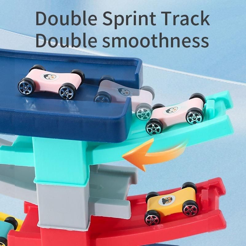 DIY Multilevel Racetrack Glider on Building Block Toys( with 3 Race Cars)