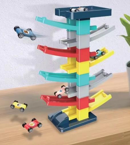 DIY Multilevel Racetrack Glider on Building Block Toys( with 3 Race Cars)