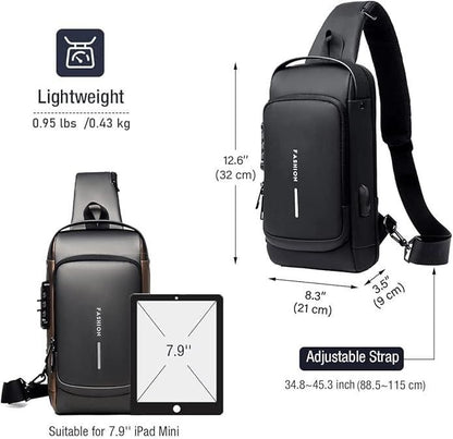 Sling Bag for Men & Women With USB Charging Port