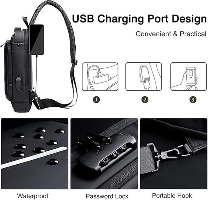 Sling Bag for Men & Women With USB Charging Port